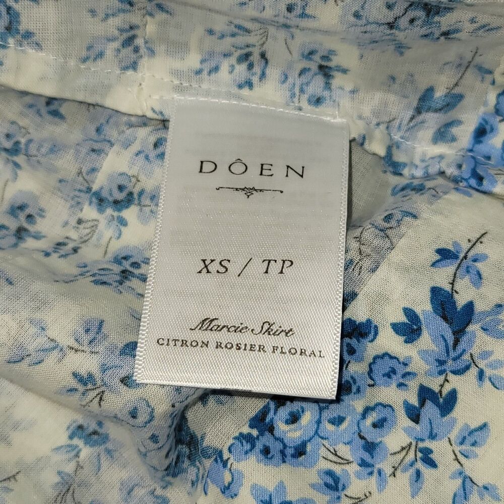 DÔEN Marcie Skirt Citron Rosier Floral Blue White Organic Cotton Maxi XS NWT* - Picture 4 of 11